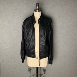 Black vegan leather bomber